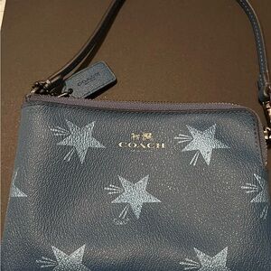 Coach Blue Star Pattern Wristlet